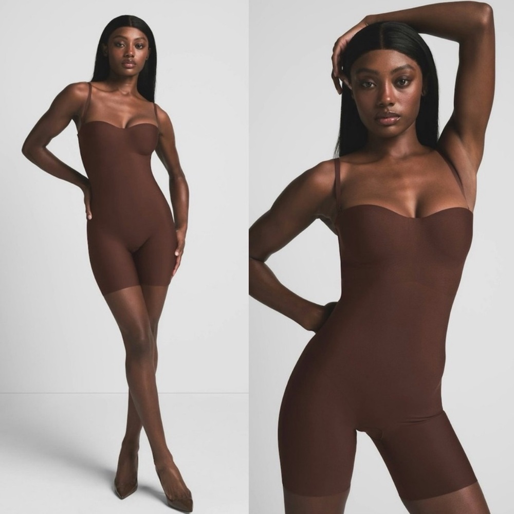 SKIMS BODY CORE SCULPT UNDERWIRE MID THIGH BODYSUIT IN COCOA size M NWOT